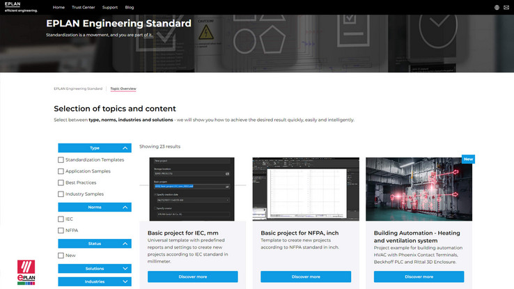 EPLAN Engineering Standard em www.eplan.com EPLAN Engineering Standard - modelos normalizados, amostras de aplicações e melhores práticas
