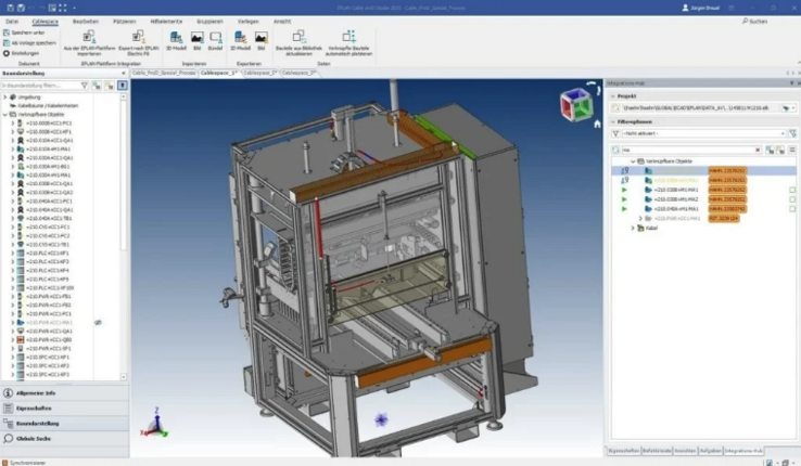 Eplan Cable proD é utilizado para determinar os comprimentos dos cabos e os percursos de instalação. Os comprimentos exatos dos cabos são retroalimentados no Eplan Project. (© Hahn Automation)
