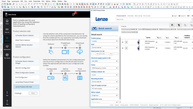 Os utilizadores do portal precisam apenas de alguns passos para poderem encontrar um dispositivo adequado da linha i550, recorrendo a configuradores como o Lenze Easy Product Finder.