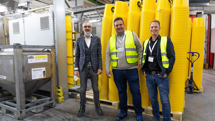 Joachim Hauschel (Sto), Klaus Lechtenbörger (EPLAN) e Ronny Kaltschmid (Kaltschmid Engenharia Industrial Joachim Hauschel (Sto), Klaus Lechtenbörger (EPLAN) e Ronny Kaltschmid (Kaltschmid Engenharia Industrial